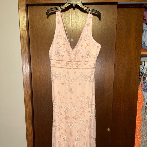 Adrianna Papell Bridesmaid Formal Sequin Floral Floor length Gown Dress Size 18 - Picture 2 of 7